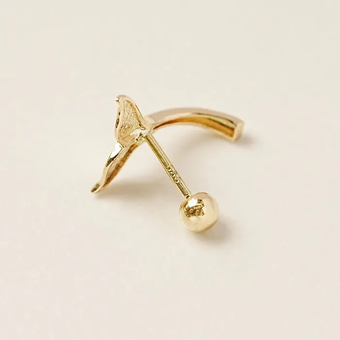 MinimalBijoux Earrings 14K Gold Whale Tale Cartilage Earring 20G18G16G