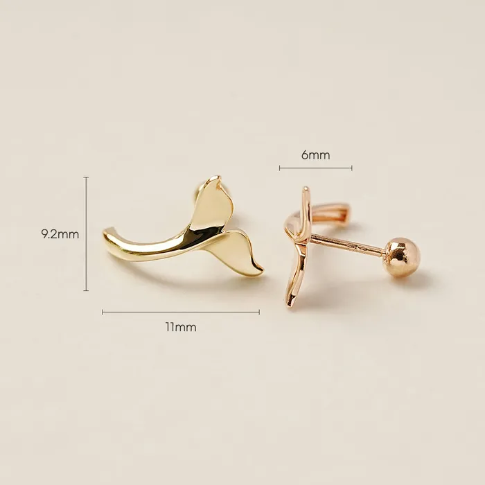 MinimalBijoux Earrings 14K Gold Whale Tale Cartilage Earring 20G18G16G