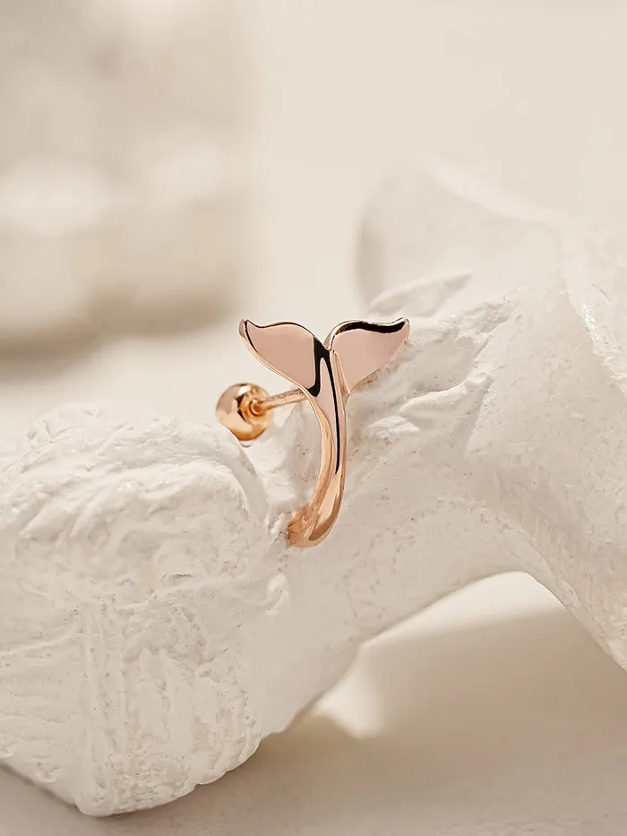 MinimalBijoux Earrings 14K Gold Whale Tale Cartilage Earring 20G18G16G