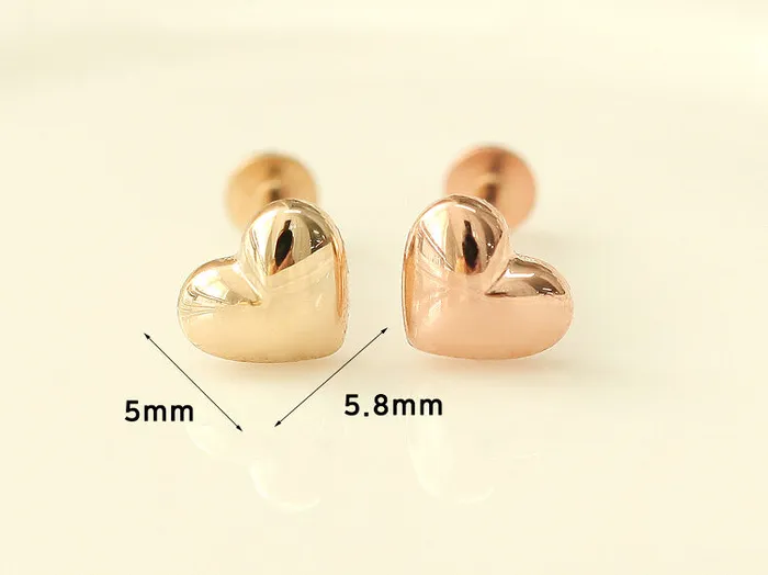 MinimalBijoux Necklaces 14K Gold Internally Threaded Heart Labret Piercing 18G16G