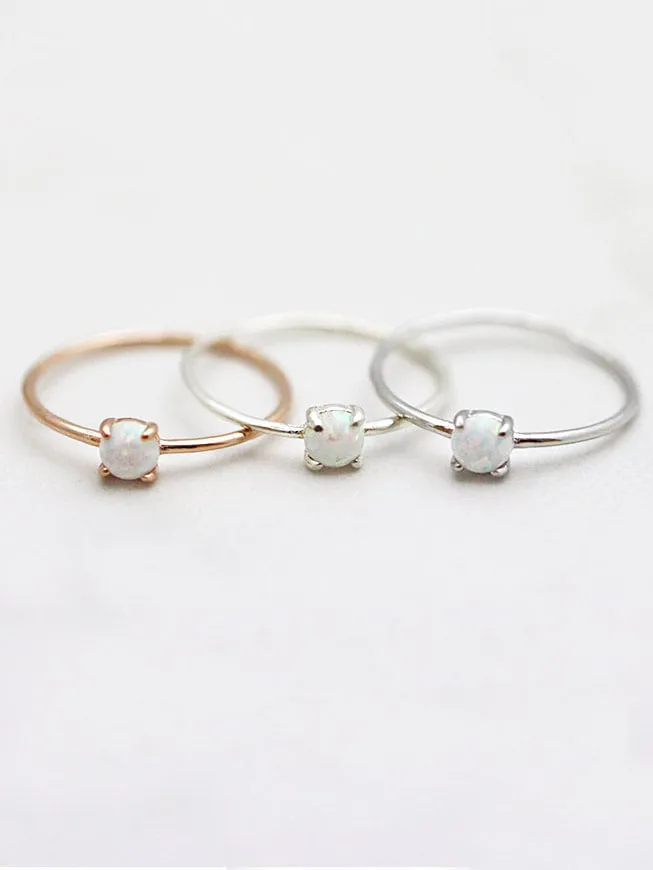 MinimalBijoux Rings 925 Silver Delicate Opal Ring