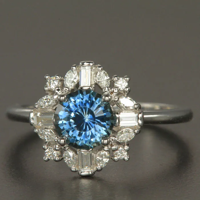 Moriartys Gem Art 14K White Gold Steel Blue Montana Sapphire and Diamond Ring 138 Carats Rings Moriartys Gem Art 14K White Gold Steel Blue Montana Sapphire and Diamond Ring 138 Carats Rings