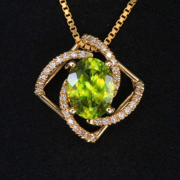 Moriartys Gem Art Necklaces 14k Yellow Gold Custom Design Sphene Pendant 373 Carats Moriartys Gem Art Necklaces 14k Yellow Gold Custom Design Sphene Pendant 373 Carats