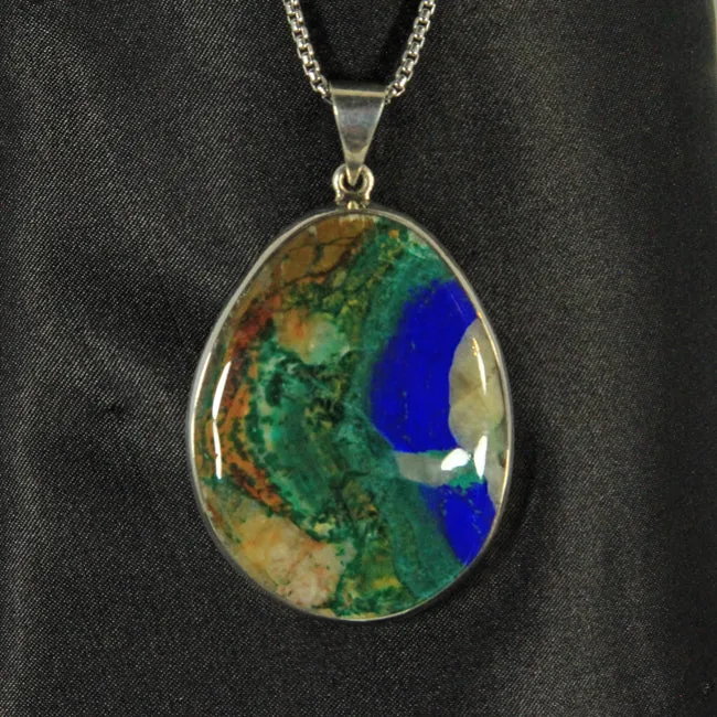 Moriartys Gem Art Sterling Silver MalachiteAzurite Pendant Necklaces