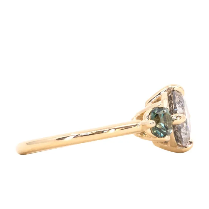Naveet Rings 178ct Round Salt Pepper Diamond and Parti Sapphire Three Stone Ring in 14K Yellow Gold