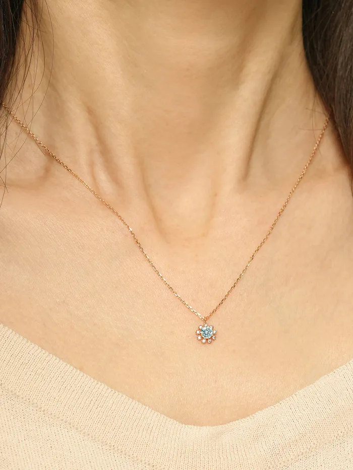 Necklaces 14K 18K Moissanite Colorful Daisy Necklace MinimalBijoux