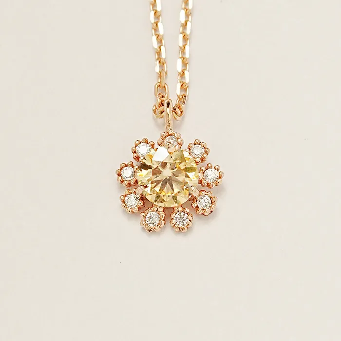 Necklaces 14K 18K Moissanite Colorful Daisy Necklace MinimalBijoux