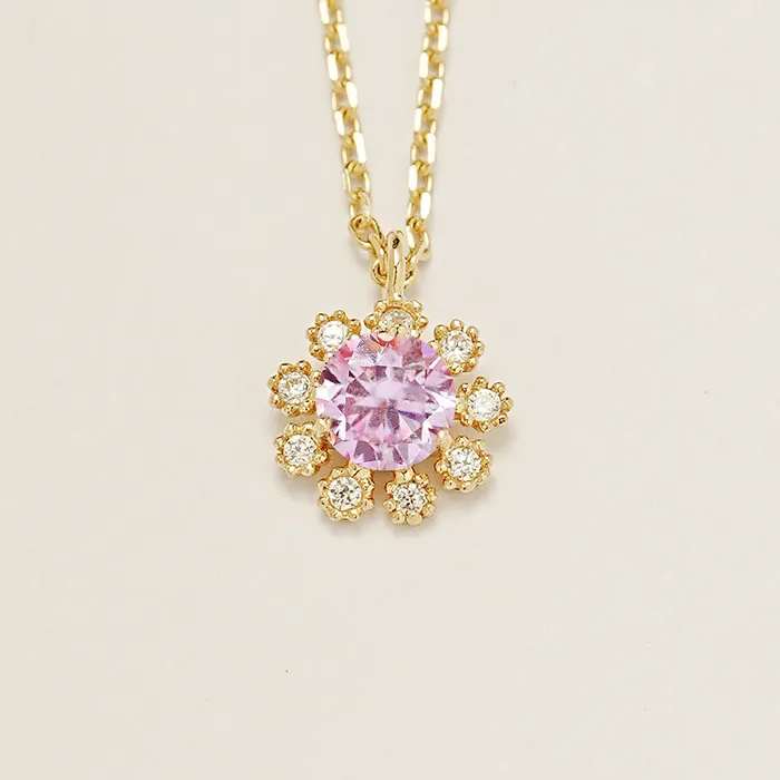 Necklaces 14K 18K Moissanite Colorful Daisy Necklace MinimalBijoux