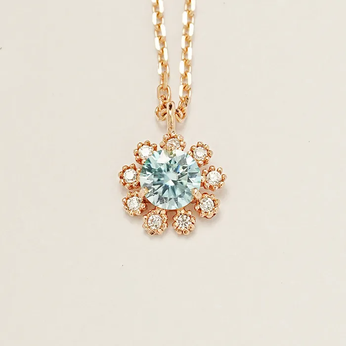 Necklaces 14K 18K Moissanite Colorful Daisy Necklace MinimalBijoux