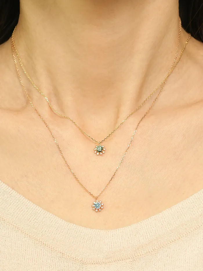 Necklaces 14K 18K Moissanite Colorful Daisy Necklace MinimalBijoux