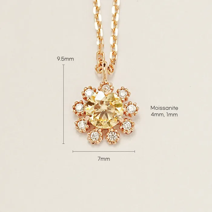 Necklaces 14K 18K Moissanite Colorful Daisy Necklace MinimalBijoux