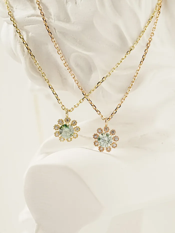 Necklaces 14K 18K Moissanite Colorful Daisy Necklace MinimalBijoux