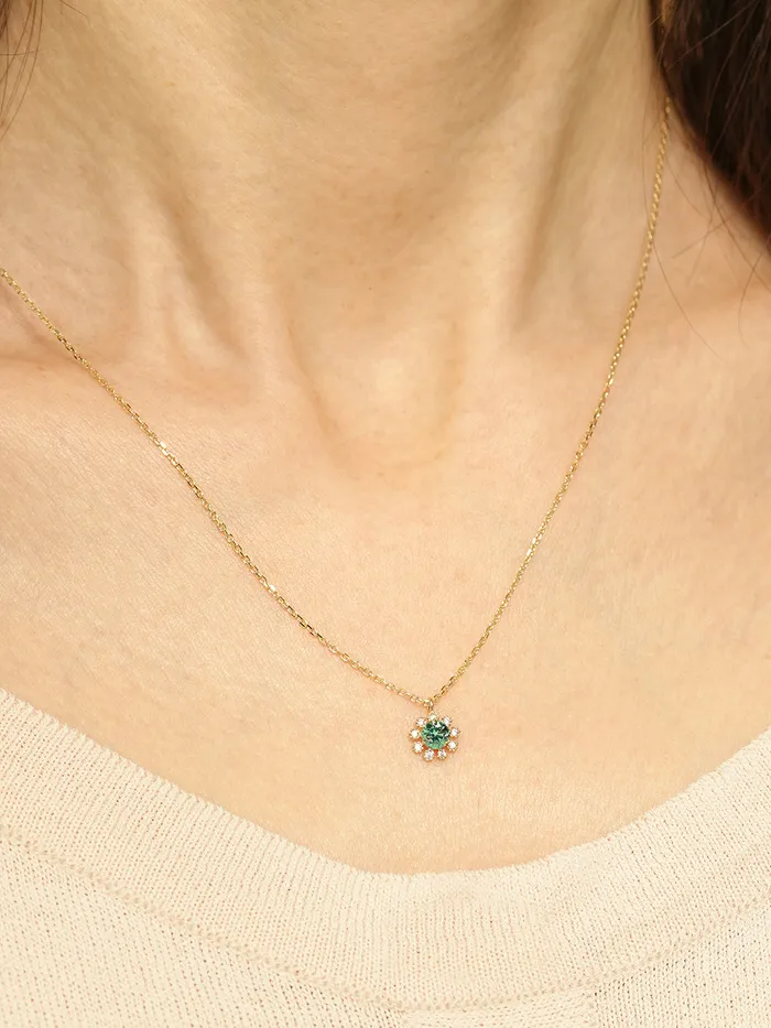 Necklaces 14K 18K Moissanite Colorful Daisy Necklace MinimalBijoux