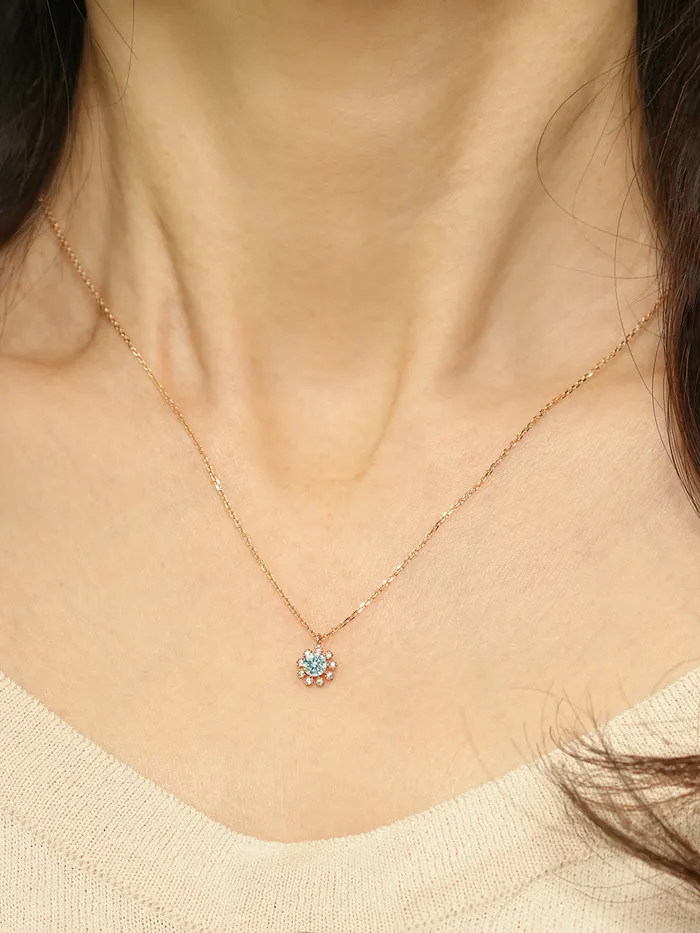 Necklaces 14K 18K Moissanite Colorful Daisy Necklace MinimalBijoux