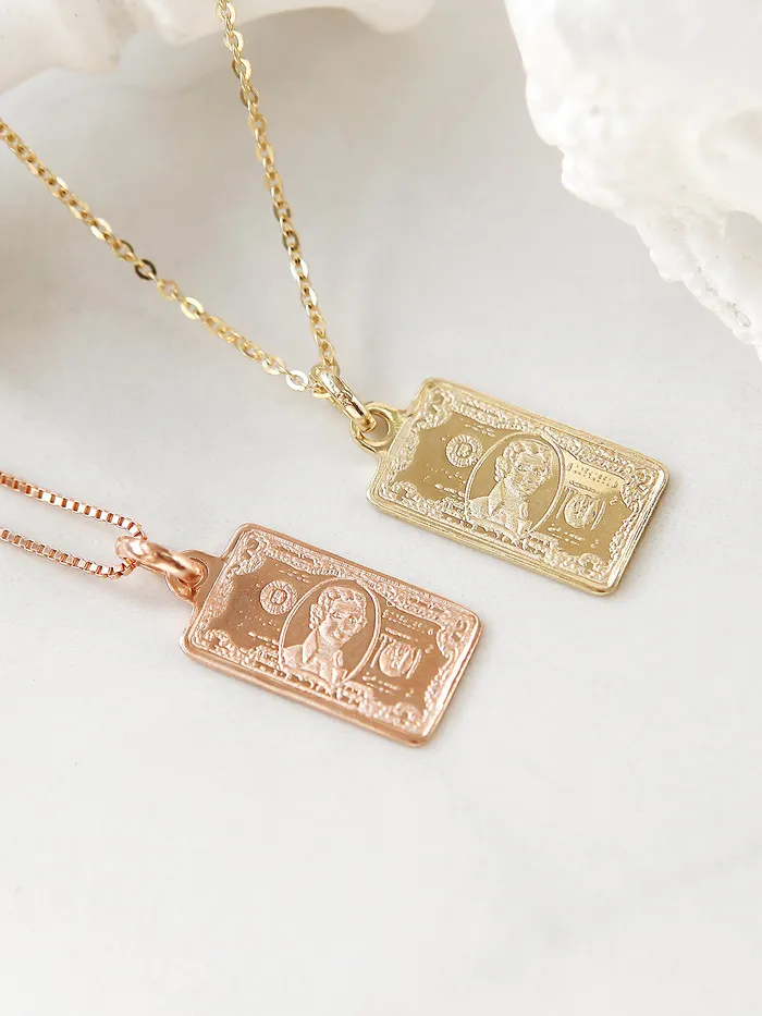 Necklaces 14K Gold 2 Dollar Necklace MinimalBijoux