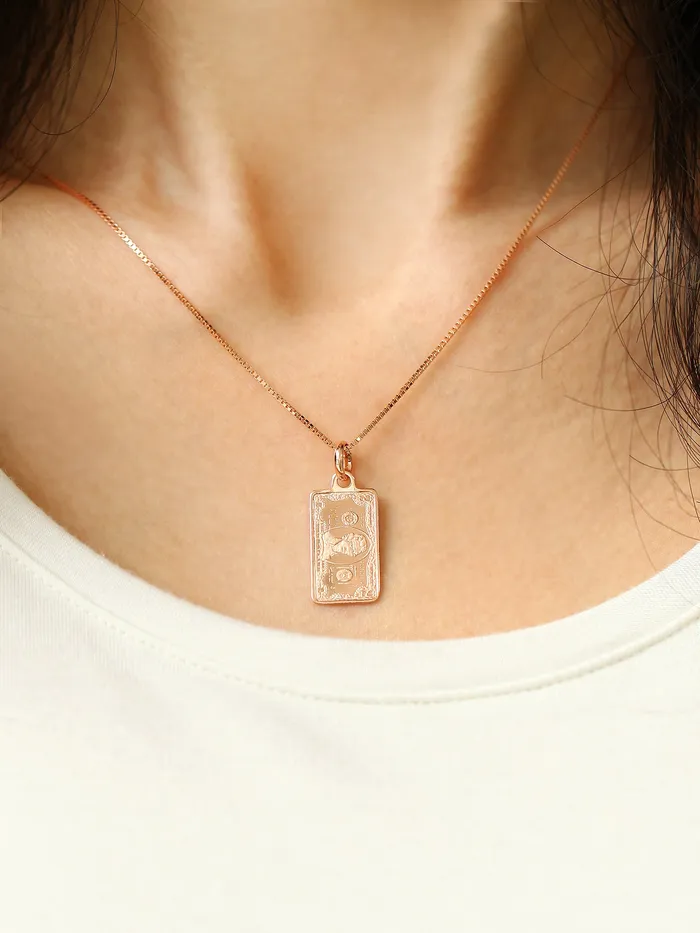 Necklaces 14K Gold 2 Dollar Necklace MinimalBijoux