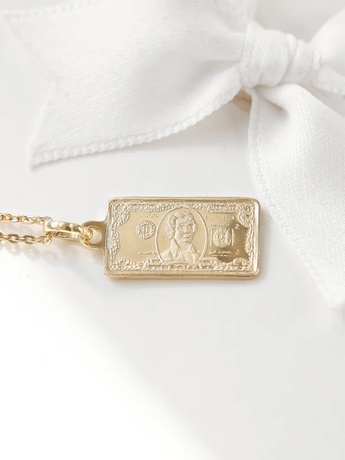 Necklaces 14K Gold 2 Dollar Necklace MinimalBijoux