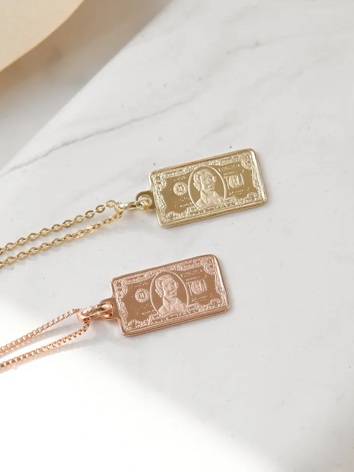 Necklaces 14K Gold 2 Dollar Necklace MinimalBijoux