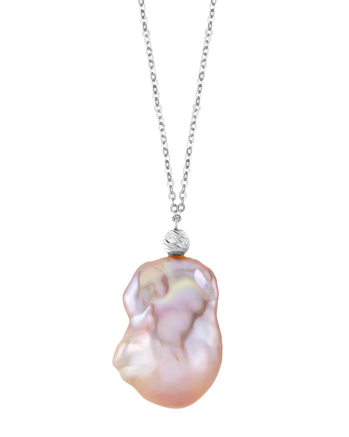 Necklaces 15mm Pink Freshwater Baroque Pearl Solitaire Designer Pendant SPT