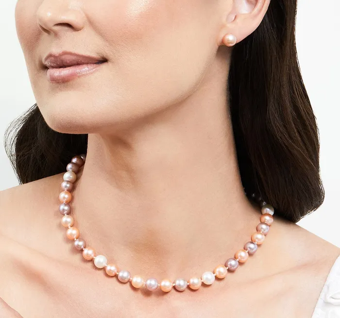 Necklaces 8595mm Freshwater Multicolor Pearl Necklace AAA Quality SPT