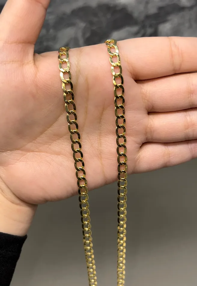 Necklaces AB and J jewelry 14k Gold Hollow Curb Chain 5mm