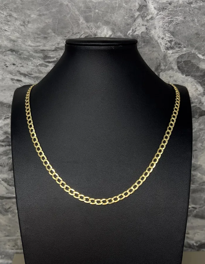 Necklaces AB and J jewelry 14k Gold Hollow Curb Chain 5mm