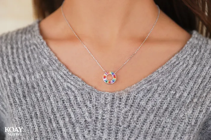 Necklaces Circle Rainbow Necklace KOAY Necklaces Circle Rainbow Necklace KOAY