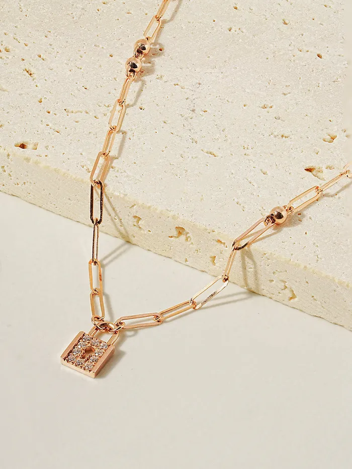 Necklaces MinimalBijoux 14K 18K Gold Unique Love Lock Necklace