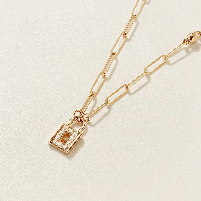 Necklaces MinimalBijoux 14K 18K Gold Unique Love Lock Necklace