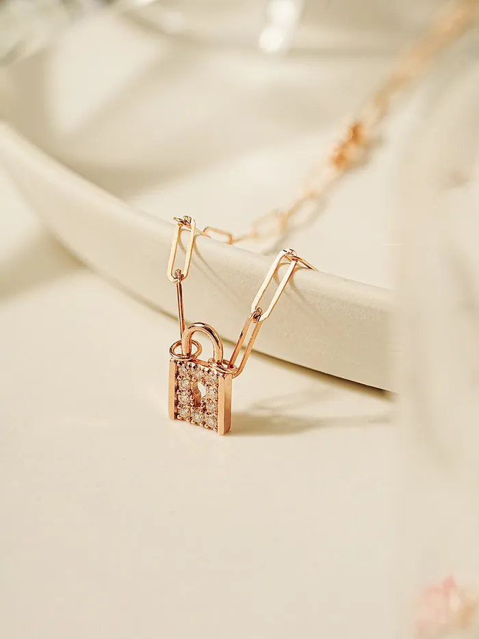 Necklaces MinimalBijoux 14K 18K Gold Unique Love Lock Necklace