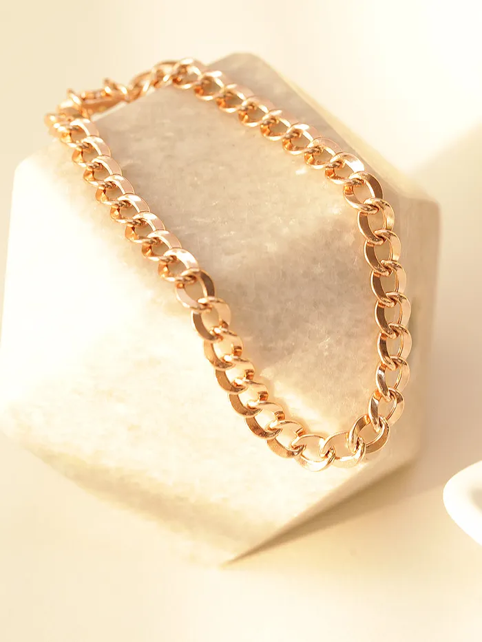 Necklaces MinimalBijoux 14K Gold Hollow Curved Chain Anklet M