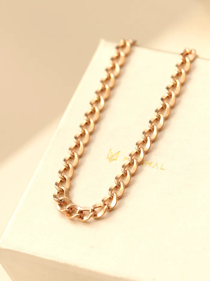 Necklaces MinimalBijoux 14K Gold Hollow Curved Chain Anklet M