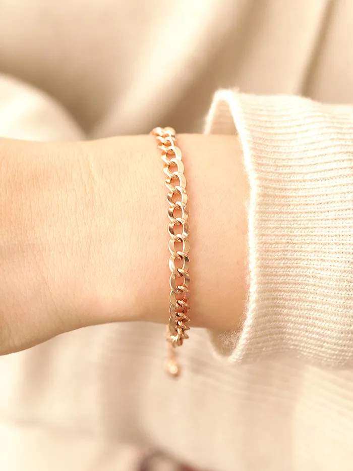 Necklaces MinimalBijoux 14K Gold Hollow Curved Chain Anklet M