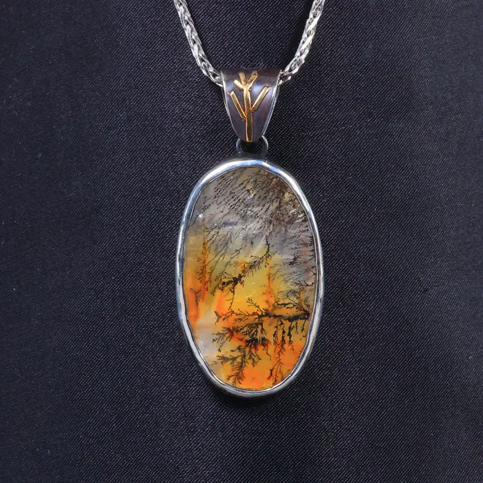 Necklaces Moriartys Gem Art Large Sterling Silverand 14K Yellow Gold Dendritic Quartz Pendant 3336 Carats Necklaces Moriartys Gem Art Large Sterling Silverand 14K Yellow Gold Dendritic Quartz Pendant 3336 Carats