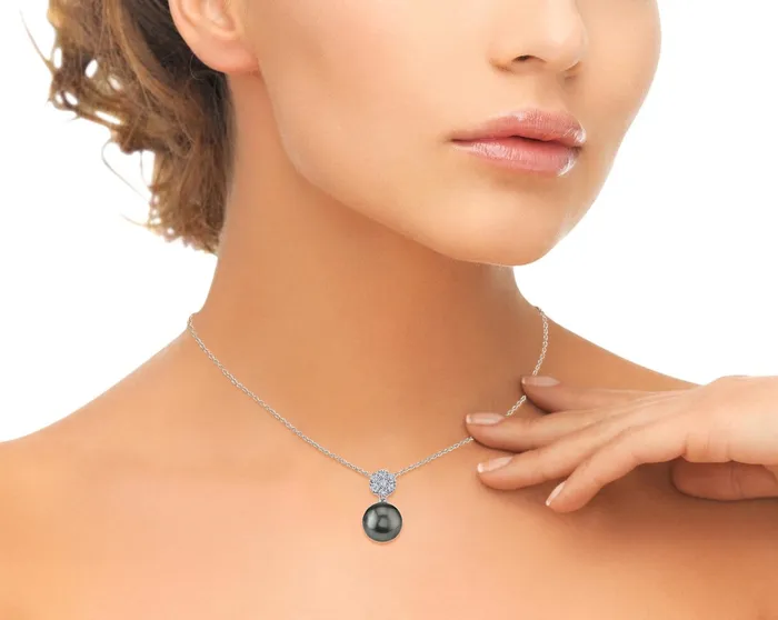 Necklaces SPT Tahitian South Sea Pearl Diamond Alison Pendant