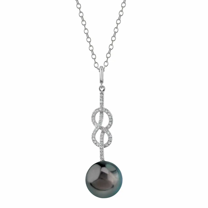 Necklaces SPT Tahitian South Sea Pearl Diamond Levana Infinity Pendant