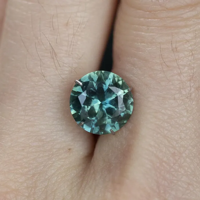 PreStyled Sets 276ct Round Teal Nigerian Sapphire Double Prong Solitaire with Diamonds in 18k Yellow Gold Anueva Jewelry