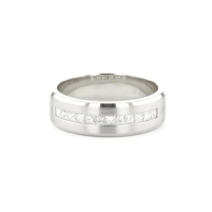 Princess Bride Diamonds 7mm Satin Center Princess Cut Diamond Band Rings Princess Bride Diamonds 7mm Satin Center Princess Cut Diamond Band Rings