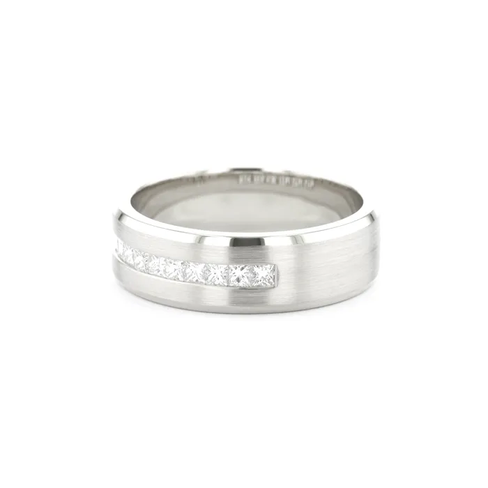 Princess Bride Diamonds 7mm Satin Center Princess Cut Diamond Band Rings