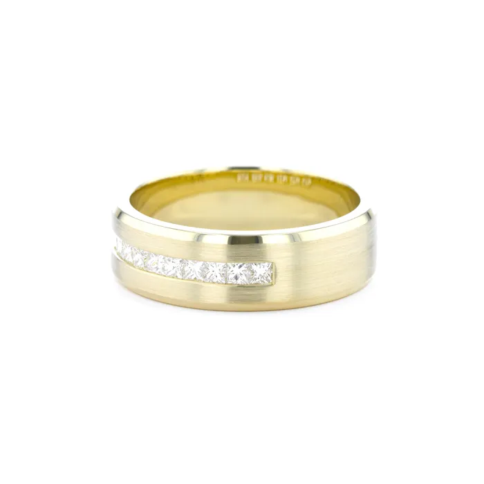 Princess Bride Diamonds 7mm Satin Center Princess Cut Diamond Band Rings