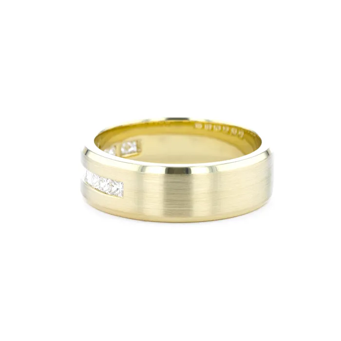 Princess Bride Diamonds 7mm Satin Center Princess Cut Diamond Band Rings