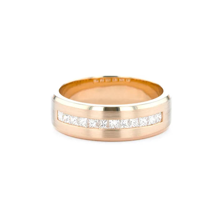 Princess Bride Diamonds 7mm Satin Center Princess Cut Diamond Band Rings