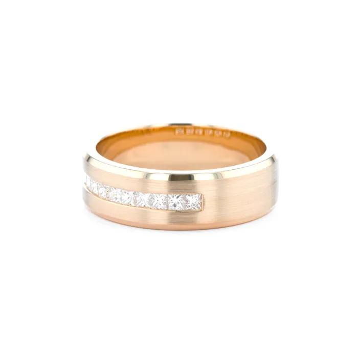 Princess Bride Diamonds 7mm Satin Center Princess Cut Diamond Band Rings