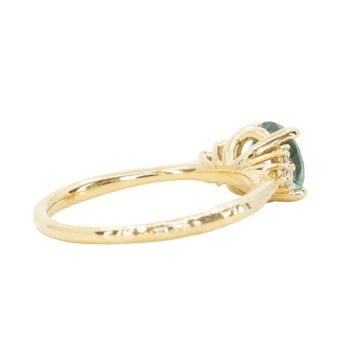 Rings Anueva Jewelry 158ct Round Blue Montana Sapphire and Diamond Cluster Ring in 18k Yellow Gold with Diamonds