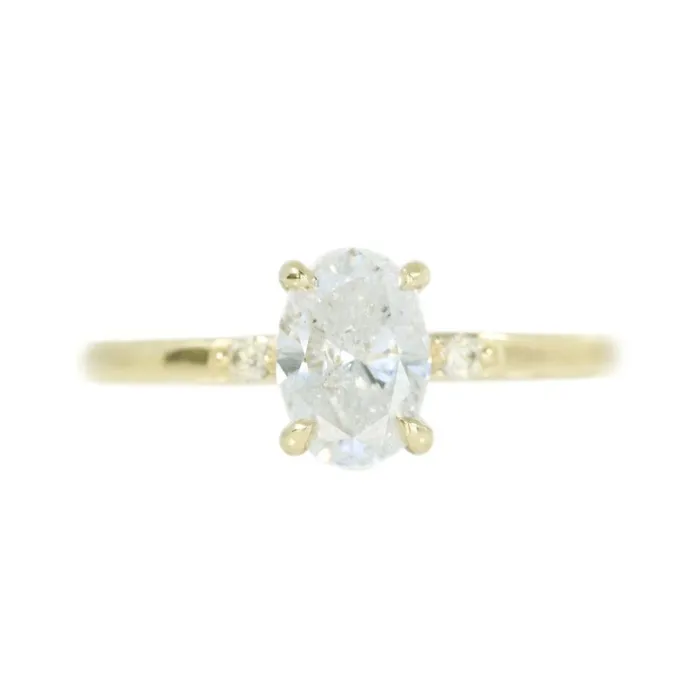 Rings Anueva Jewelry 1ct Oval White Diamond dainty threestone ring in 14k Yellow Gold Rings Anueva Jewelry 1ct Oval White Diamond dainty threestone ring in 14k Yellow Gold