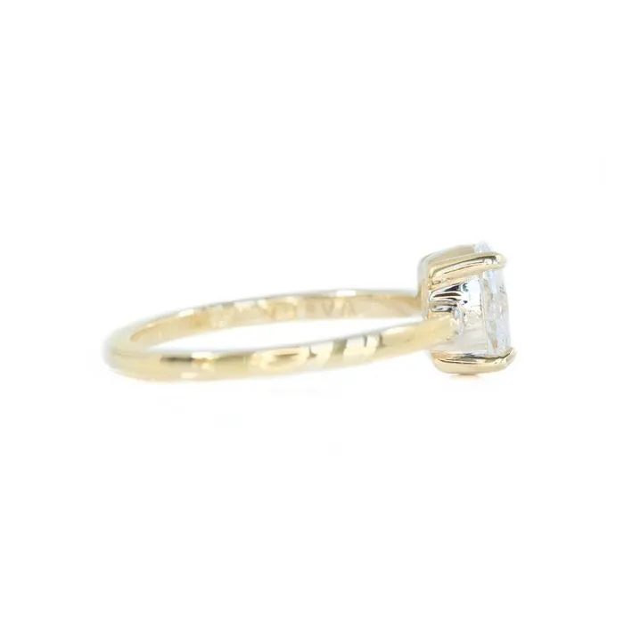 Rings Anueva Jewelry 1ct Oval White Diamond dainty threestone ring in 14k Yellow Gold