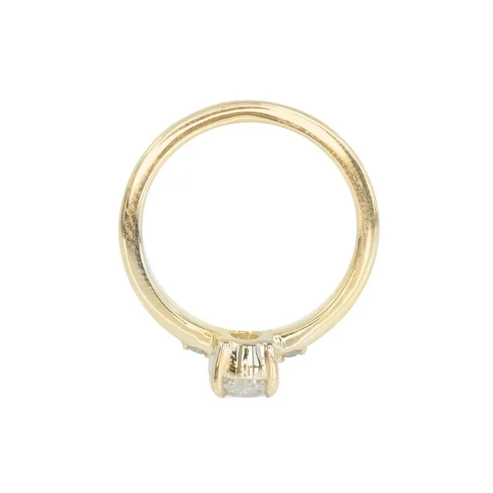 Rings Anueva Jewelry 1ct Oval White Diamond dainty threestone ring in 14k Yellow Gold