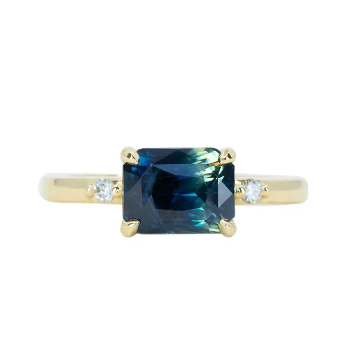 Rings Anueva Jewelry 312ct EastWest Parti Sapphire and Diamond Low Profile Ring in 18k Yellow Gold Rings Anueva Jewelry 312ct EastWest Parti Sapphire and Diamond Low Profile Ring in 18k Yellow Gold