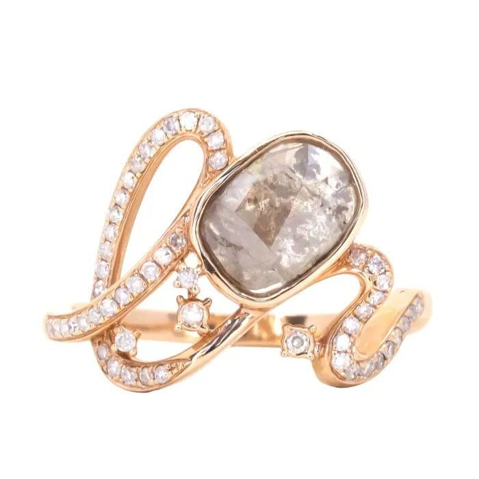 Rings Discovery Gems Funky Rustic Diamond Ring in 18k Rose Gold
