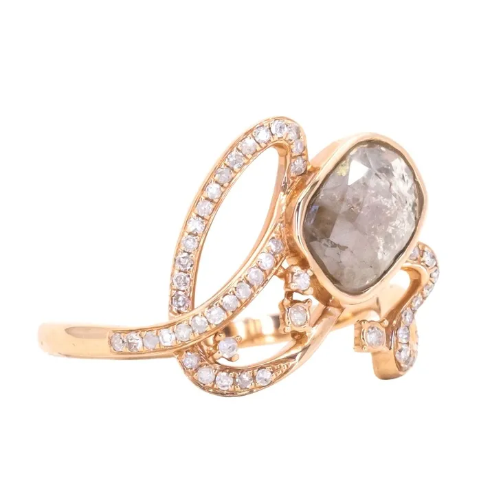 Rings Discovery Gems Funky Rustic Diamond Ring in 18k Rose Gold